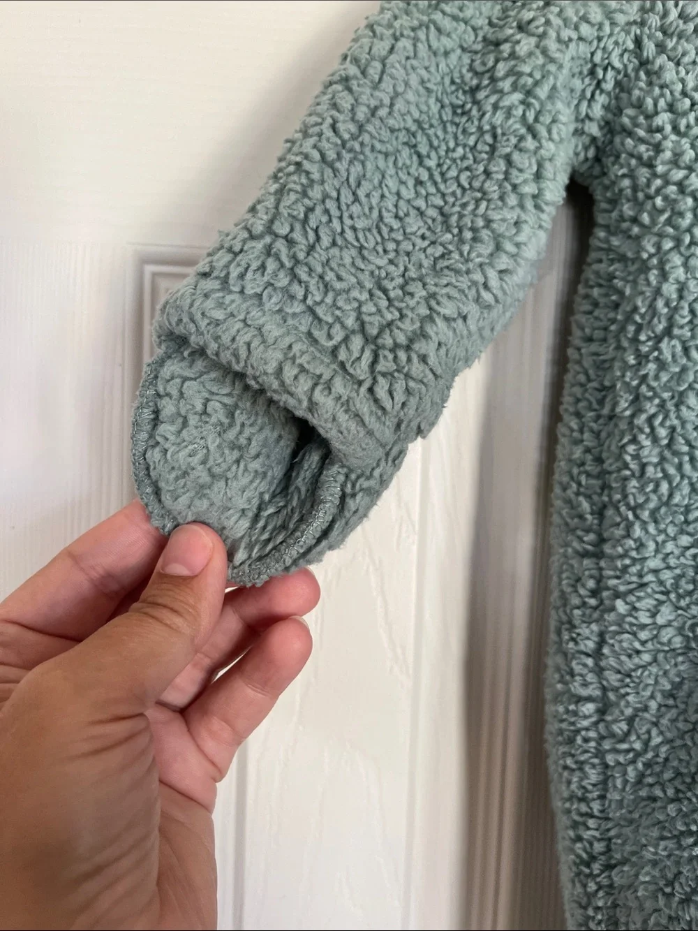 Carter’s Plush Fleece Footed One-Piece in Sage Green warm for fall or winter 3mo